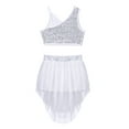 thumbnail image 2 of Alvivi Kids Girls Lyrical Latin Modern Dance Outfits Sequins Camisole Crop Top Mesh Skirt Set, 2 of 7
