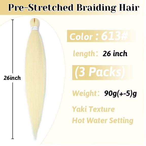 WEIF-613 Braiding Hair 26 Inch Pre stretched Braiding Braiding Hair Extensions Hot Water Pre Stretched Crochet Braids 613#