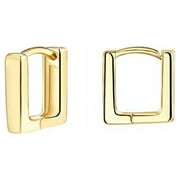 Square Hoop Earrings for Women, 14k Gold Rectangle Huggies Earrings Lightweight, Fashion Jewelry, Comfy Hypoallergenic for Sensitive Ears