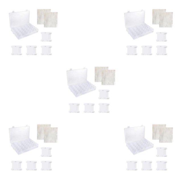 Destyer Double Buckles DIY Fashion Stitch Embroidery Tool Easy Organization And Durability Bobbins Box+50Bobbins+2 Tags 5Set