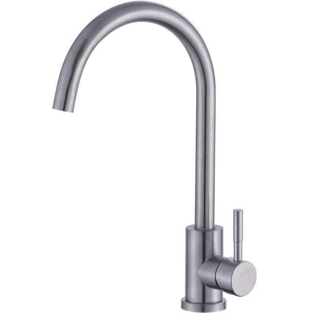 Grifo mezclador para fregadero con caño alto, grifo de cocina, níquel cepillado, gris