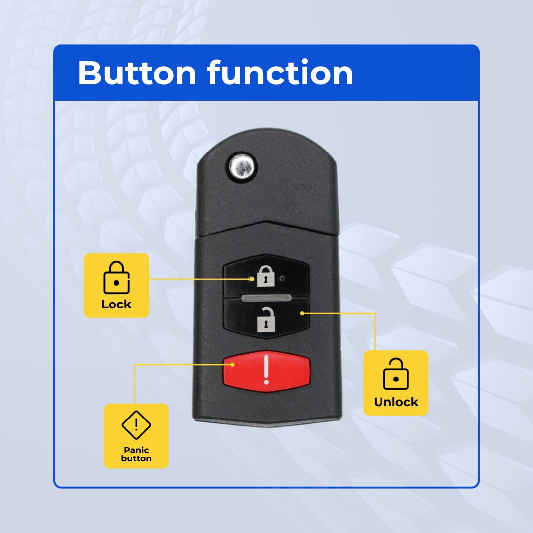 Keys4Less Replacement Flip Key Fob for Mazda 3 2012 FCC Part Number BCR2-67-5RY BCR2675RY or CC43-67-5RYC CC43675RYC Pack of 2