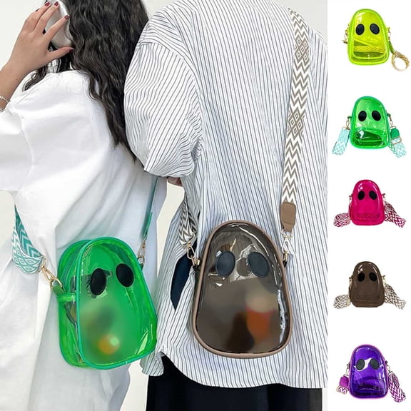 ibiyuan Halloween Pumpkin Clear Crossbody Purse, Transparent Novelty Ghost Purse Cute Spooky Season Shoulder Bag for Women