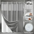 thumbnail image 6 of No Hook Shower Curtains, Waffle Weave Shower Curtain with Snap in Fabric Liner, Tukang Luxury Polyester Fabric Shower Curtain with See Through Top Window, 71" x 74", Grey, 6 of 9