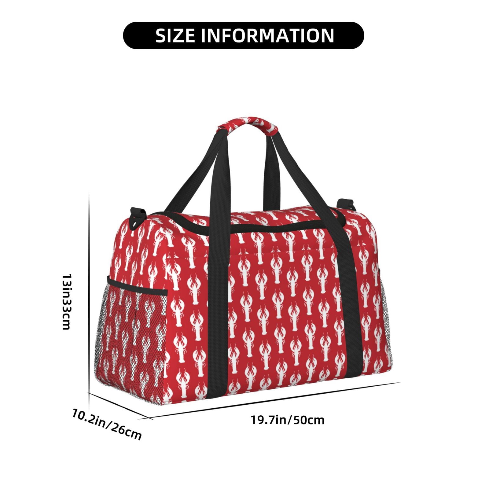 Fuzoiu Cartoon Lobster Print Travel Duffle Bag,Carry On Tote Bags,Duffel Bag,Sport Gym Bag, Hospital Bag for Labor and Delivery, Overnight Bag,Luggage Bag