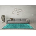 thumbnail image 3 of Ahgly Company Machine Washable Indoor Rectangle Oriental Turquoise Blue Industrial Area Rugs, 5' x 8', 3 of 4
