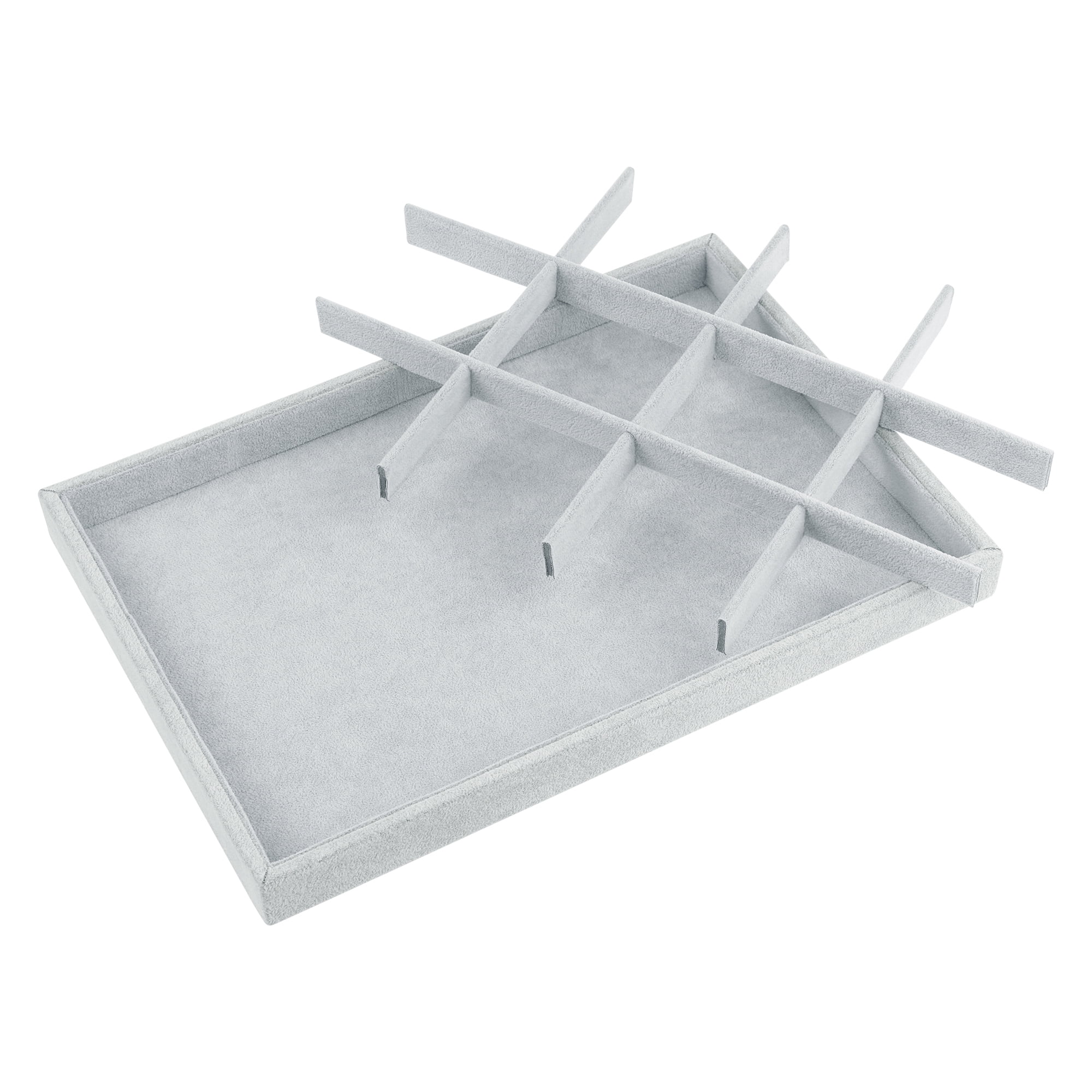Unique Bargains Velvet Jewelry Boxes Holder Organizer Trays with Removable Dividers Gray 12 Grid Tray