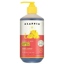 Alaffia Babies & Kids Shea Shampoo and Body Wash, Coconut Strawberry, 16 Oz