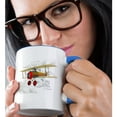thumbnail image 2 of 3dRose, A cute little pilot flying a vintage biplane aircraft., 15oz Two-Tone Blue Mug, 2 of 7