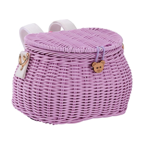 Panier de vélo enfant, panier de vélo enfant amovible, panier de vélo fille, accessoires avec sangle en cuir, horloge de vélo et autocollant Panier de vélo enfant, panier de vélo enfant amovible, panier de vélo fille, accessoires avec sangle en cuir, horloge de vélo et autocollant
