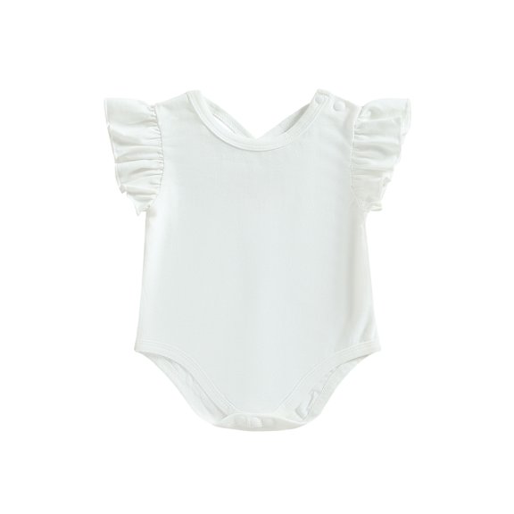Bagilaanoe Newborn Baby Girls Romper Fly Sleeve Casual T-Shirt 6M 12M 18M 24M Infant Summer Bodysuit Tops