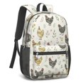 thumbnail image 2 of Rooster and Flower White Pattern 17" School Backpacks for Teens,Waterproof Oxford Fabric,S-Shape Padded Straps for School,Travel,Hiking,Camping, 2 of 6