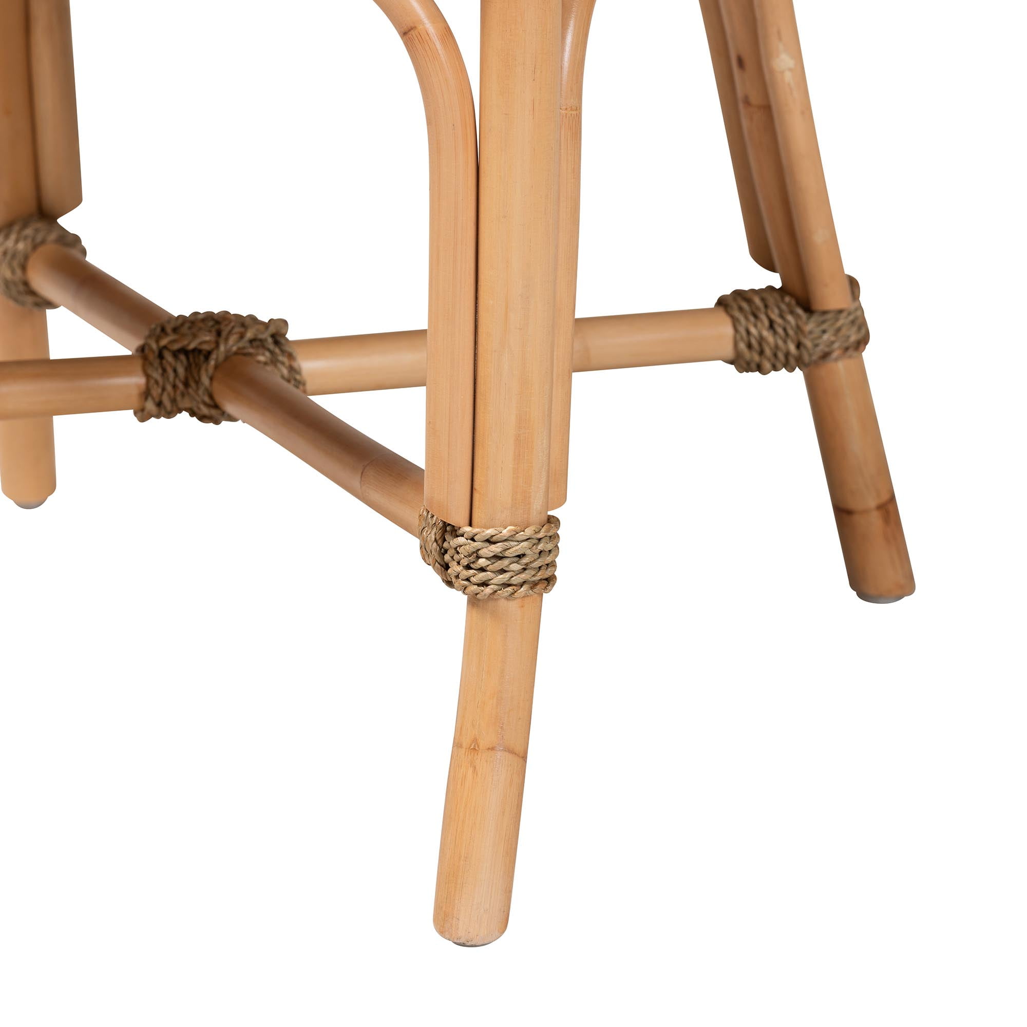 bali & pari Kyle Rattan and Seagrass BOHO Dining Chair, Natural Brown