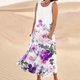 thumbnail image 4 of Vestido de Verano para las Mujeres sin Mangas Lino-Look Impreso Maxi, Suelto Fluido Y Vestido Sexy de Moda para las Mujeres, 4 of 5