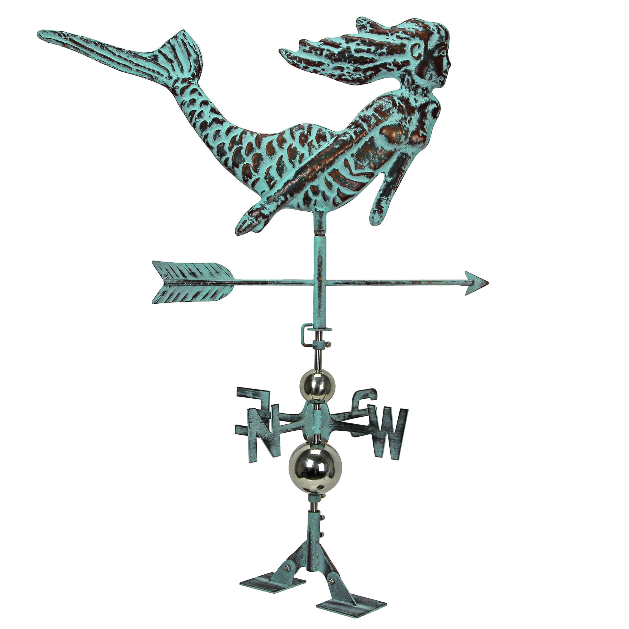Things2Die4 Verdigris Copper Mermaid Weathervane Roof Mount Home Garden