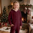 thumbnail image 6 of Boys Hooded Onesie Pajamas Kids Long Sleeve Zip-Front One Piece Fuzzy Sleepwear Jumpsuit with Pockets Winter Warm Loungwear, 6 of 6