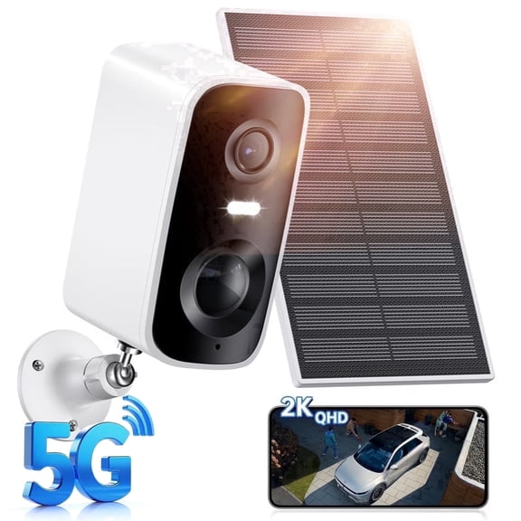 Solar Security Camera Wireless Outdoor - HD 2K Battery Powered Cameras for Home Security Outside, 2.4G&5G WiFi Surveillance Indoor, AI Motion Detection, Color Night Vision, 2-Way Talk, Waterproof