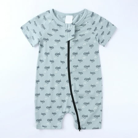 

New Year New You 2022! on Clearance Hesxuno Toddler Baby Boys Girls Cute Cartoon Animal Pattern Short Sleeve Double Zipper Romper Jumpsuit Baby Girl Newborn Essentials