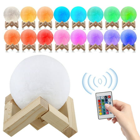3D Printing Moon Lamp USB LED Night Lunar Light Moonlight Touch Color w/ Remote