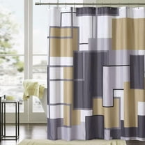 YOSTV Gold Black Modern Geometric Shower Curtain, Gold Black White Waterproof Shower Curtain Set for Bathroom Restroom with 12 Metal Hooks, 72 x 72 inch