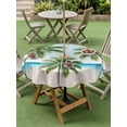 thumbnail image 4 of Outdoor Tablecloth with Umbrella Hole for Patio/Picnic/Party/Camping, Green Palm Trees Seaside Waterproof Table Cloth Round Cover Washable, Tropical Tree Summer Botanical Coastal (Dia 60"), 4 of 9