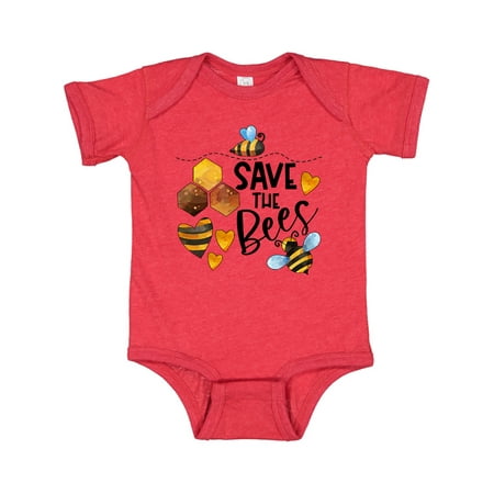 

Inktastic Save the Bees Cute Bees and Hearts Gift Baby Boy or Baby Girl Bodysuit