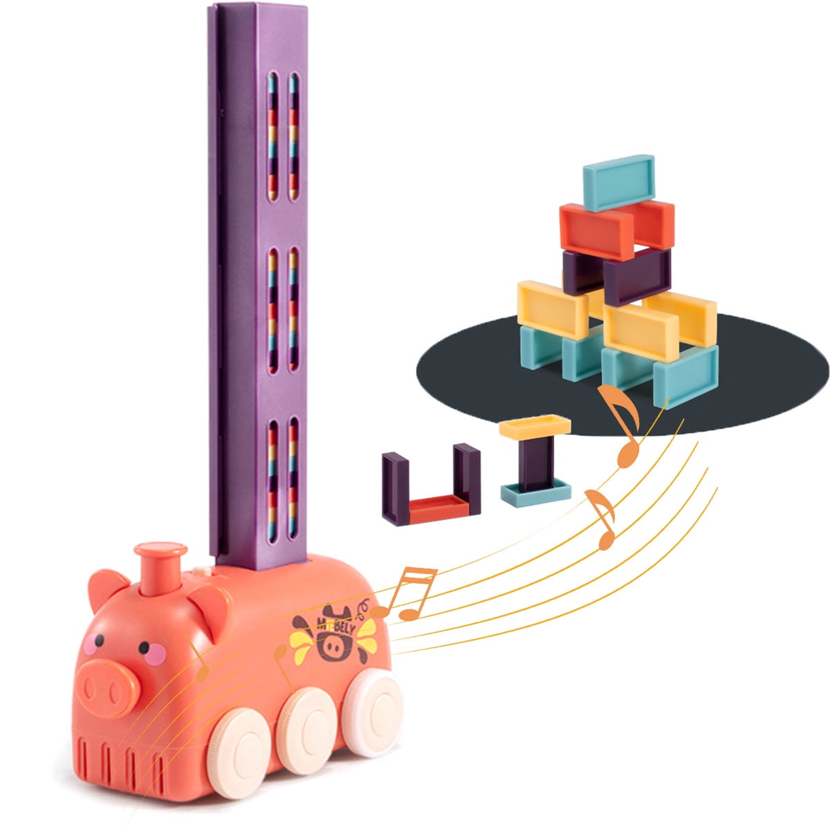 Lieonvis 80Pcs Domino Train Set Domino Train Blocks Set Automatic