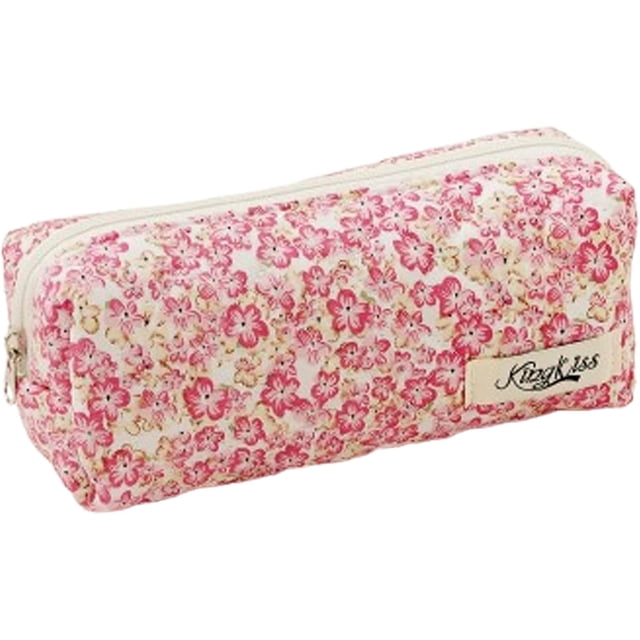 Pencil Case, Flower Print Pencil Case, Small Flower Pencil Pouch, Pen Pouch Portable Storage Bag, Used for Makeup Bags, Wallets, Travel, Easy to Carry (Red)