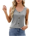 thumbnail image 4 of aidice Tank Tops for Women Cotton Sleeveless Button Crewneck Tops Summer Vacation Beach Tanks Solid Color, 4 of 5
