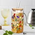 thumbnail image 6 of Color Changing Christmas Cup, Cute Color Changing Glass Cup, Bamboo Leakproof Lid & Steel Straw, Reusable Travel Mug for Iced Coffee, Smoothie, Cocktail, Xmas Party Decoration Gift Tumbler(#2A,380ML), 6 of 6