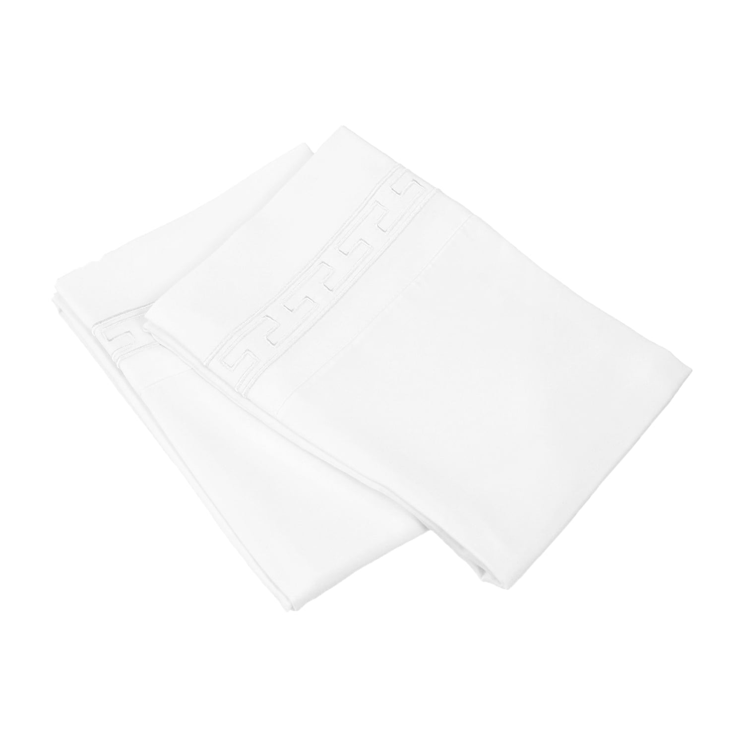 Superior 85 GSM White Embroidered Trim Microfiber Pillowcase Set, King