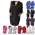 thumbnail image 2 of Bata de satén para novia, dama de honor, bata tipo kimono, ropa de dormir, albornoz, 2 of 4