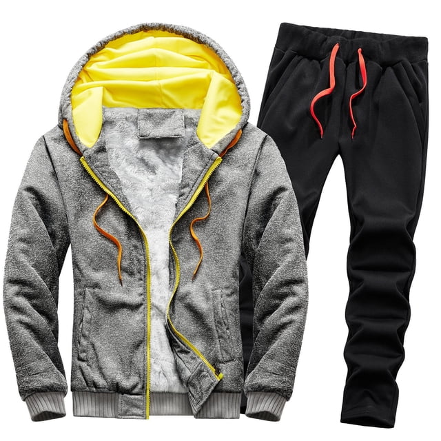 Moda para hombre Otoño e invierno Chaqueta suelta informal de color sólido + Pantalones Traje de dos piezas Fridja fhghd4614