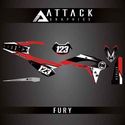 Attack Graphics Custom Fury Complete Bike Graphics Kit for Beta 300 Xtrainer 2023