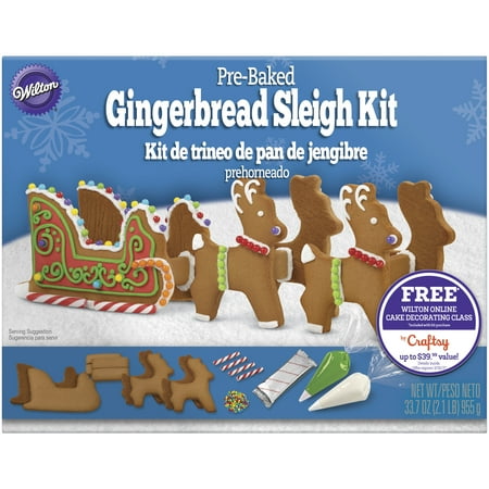 Wilton Pre-Baked Gingerbread Decorating Kit, Sleigh