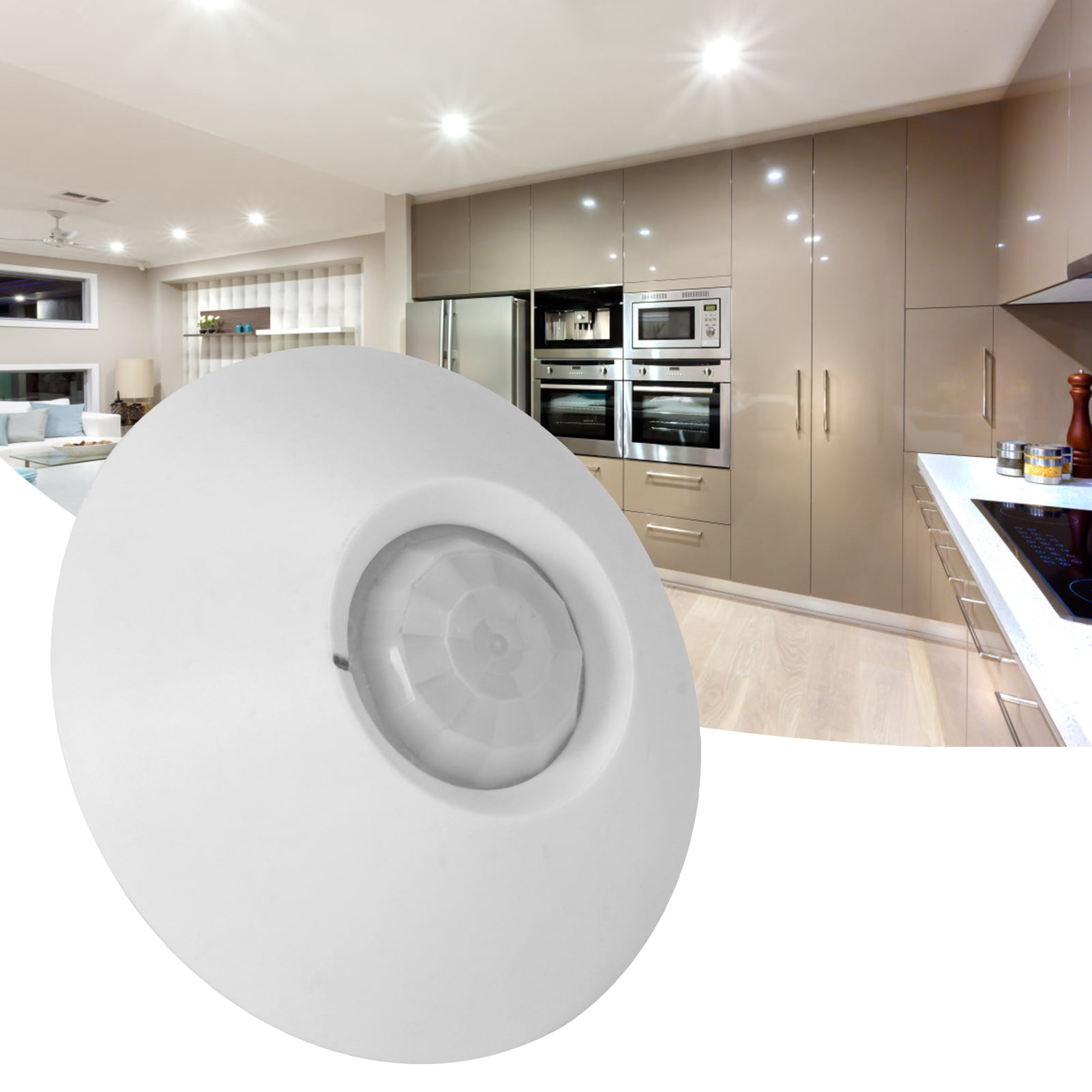 Tebru Infrared Detector,Anti‑Theft Infrared Detector,Ceiling Type Anti-Theft Wired Infrared Motion Detector with Red LED Alarm for Home Security