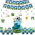 thumbnail image 2 of Soccer Theme Birthday Party Decorations Paper Banner Swirl Cake Topper Set Party Supplies for Birthday Parties Banner Swirls Cupcake Toppers Party Decor, 2 of 9