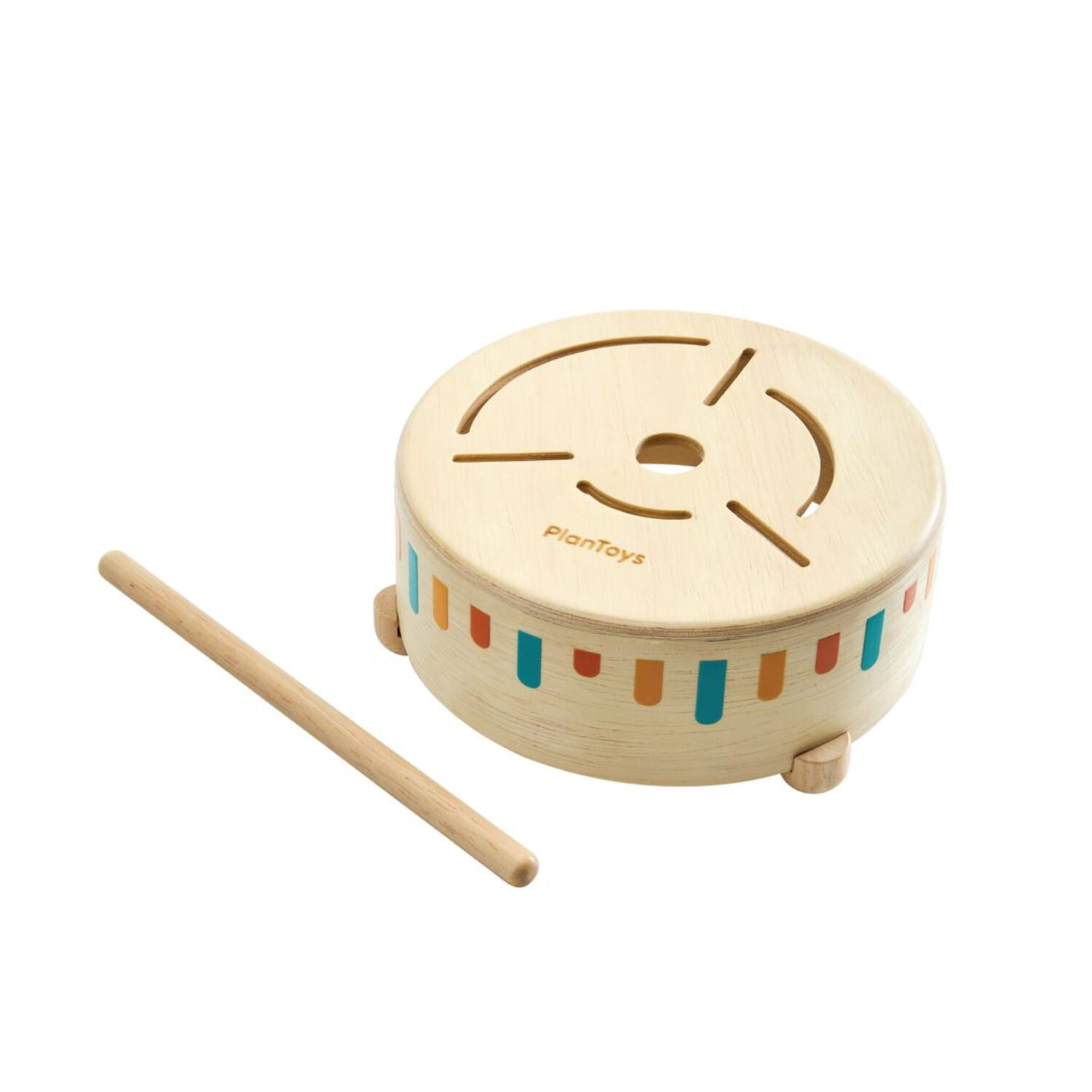 PlanToys® Wooden Sensory Drum for Toddlers – Colorful Musical Toy for Kids, Boosts Rhythm, Hand-Eye Coordination & Fine Motor Skills, Early Learning Instrument, Ideal for 12 Months+