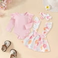 thumbnail image 2 of Zshosam Baby Fall Clothes Girl Newborn Baby Girl Fall Outfits Long Sleeve Floral Romper and Overall Suspender Skirt Sets Infant Girls Dress Clothes Size 0 3 Months,(Beige 0-3 Months), 2 of 4