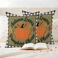 thumbnail image 3 of Fall Pumpkins Outdoor Waterproof Pillow Covers, Thanksgiving Autumn Leaves Rustic Checkered Decorative Square Throw Pillowcase Sofa Cushion Sham for Patio/Couch/Chair, 16"x16" 2 Pack, 3 of 8