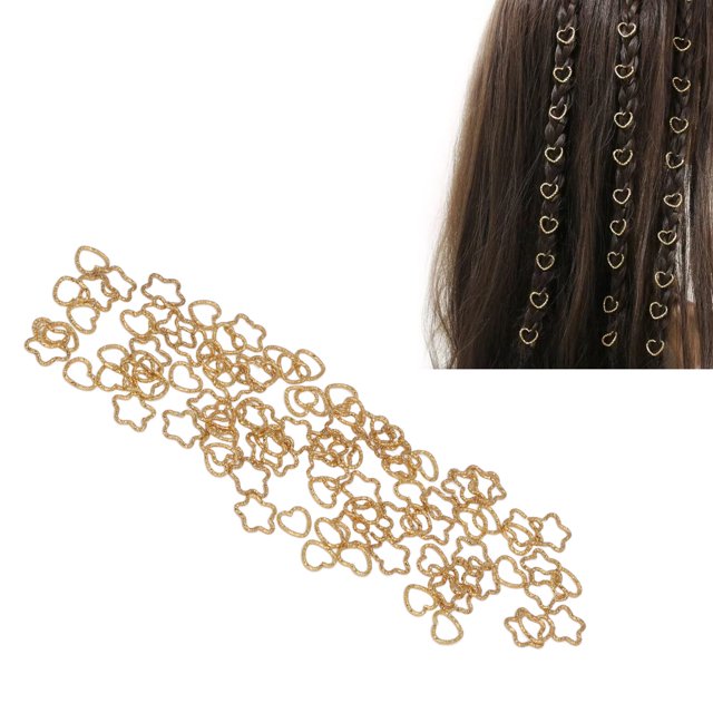 Metal Love Shape Hair Braid Rings, 100pcs Colorful Star Clips, Cute Hair Accessories For Party Daily Events
