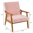 thumbnail image 5 of Hassch Modern Wood Armchair Teddy Velvet Lounge Chair Backrest Seat, Pink, 5 of 10