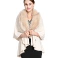thumbnail image 1 of LinYooLi Women's Faux Fur Collar Shawl Wrap Fashionable Solid Color Poncho Cape Open Front Cardigan for Fall Winter 2022, 1 of 4