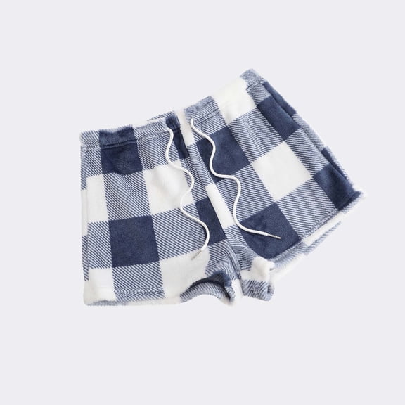 Xuhomer Summer Gingham Shorts for Women Elastic Waist Wide Leg Sleep Shorts High Waisted Outerwear Loose Breathable Summer Home Pajama Bottoms Blue S