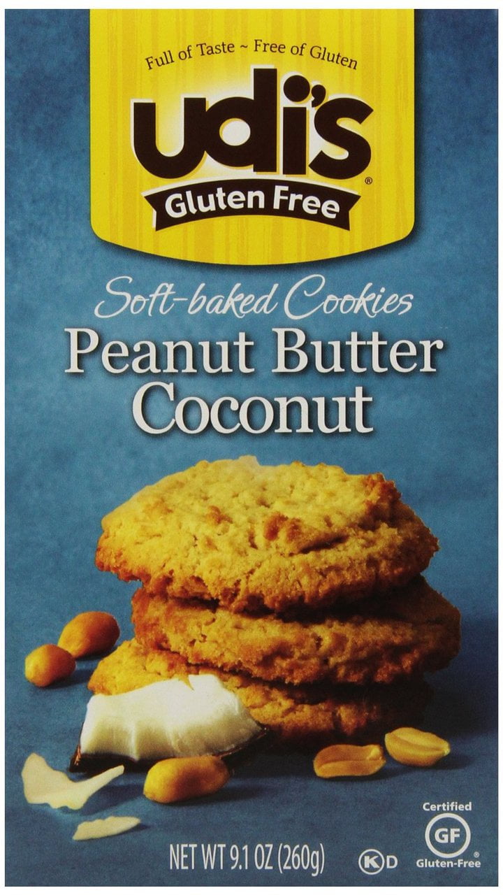 6 PACKS : Udi's Soft Baked Cookies Peanut Butter Coconut 9.1 OZ by