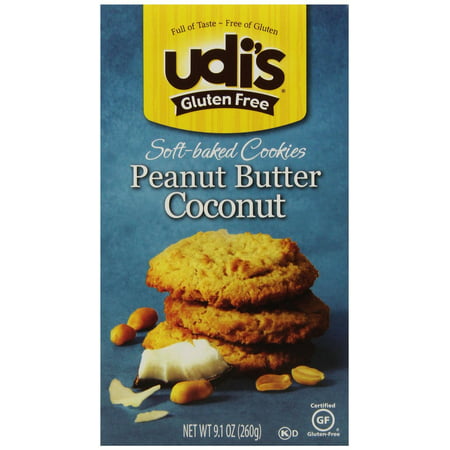 6 PACKS : Udi's Soft Baked Cookies - Peanut Butter Coconut - 9.1