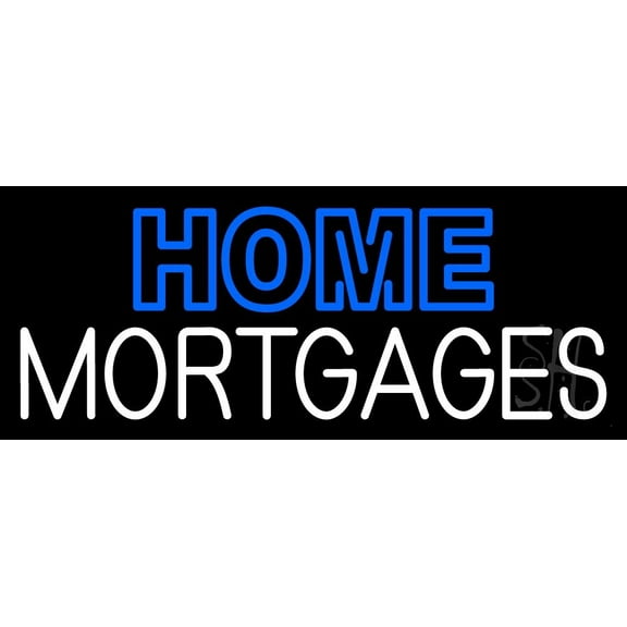 Double Stroke Home Mortgage LED Neon Sign 13 x 32 - inches, Black Square Cut Acrylic Backing, with Dimmer - Bright and Premium built indoor LED Neon Sign for Defence Force.