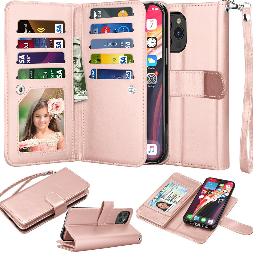 Takfox iPhone 12 Case, iPhone 12 Pro Case Cover 9 Card Holder PU