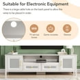 thumbnail image 3 of Farmhouse Rattan TV Stand for TVs up to 65",Boho Style Entertainment Center with Drawers & Cabinets,Modern TV Media Console Table with Gold Metal Handles for Living Room Game Room,White, 3 of 7