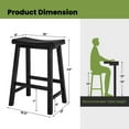 thumbnail image 3 of Costway Set of 2 Saddle Bar Stools Counter Height Dining Chairs with Wooden Legs Black, 3 of 9